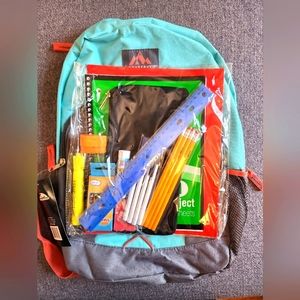 NWT Fully Packed Back-To-School Backpack (Teal/Grey)